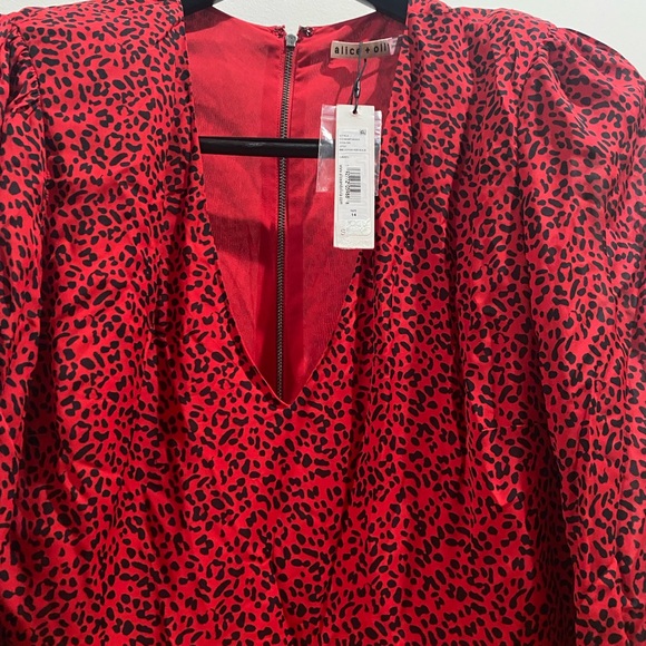 NWT Alice + Olivia Polly Strong Shoulder V Neck Dress Size 14 - Picture 10 of 16